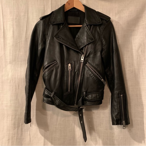 All saints sheep leather bomber jacket size 4 - Picture 1 of 11
